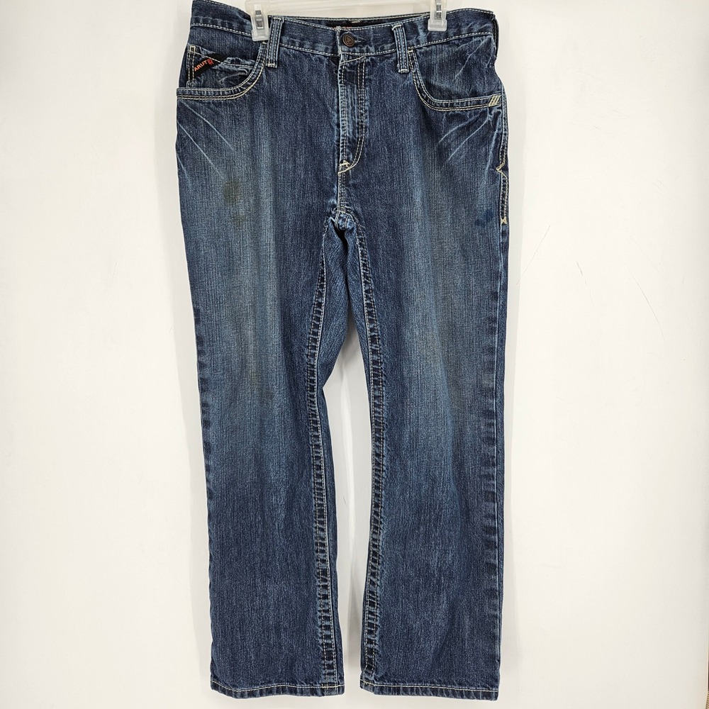 Ariat FR Jeans Mens 34x30 M4 Low Rise Flame Resistant CAT 2 Blue Workwear Denim
